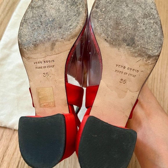 CREATURES OF COMFORT Gloria Red Clear Low Block Heels, Size 36 - Picture 4 of 16